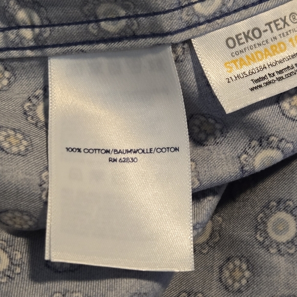 Lands End Traditional Fit No Iron Twill Mens Geo Print Button Shirt 15 - 15 1/2 - Picture 12 of 15